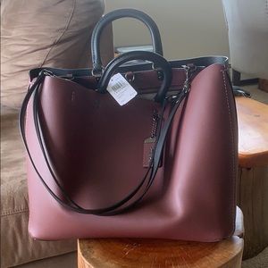 COACH ROGUE Glovetanned Leather Tote- Bordeaux
